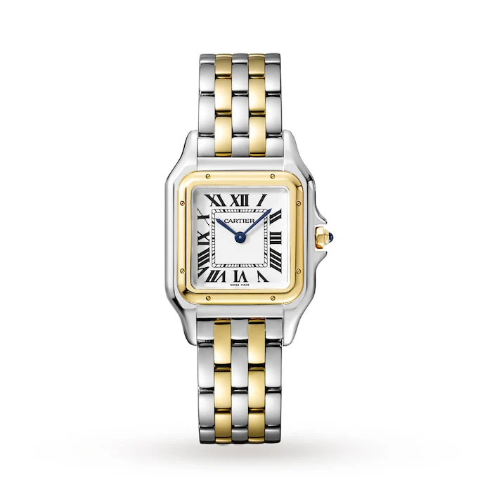 Cartier Panthère De Cartier Watch Medium Model, Quartz Movement, Yellow Gold, Steel Luxury Watch W2PN0014