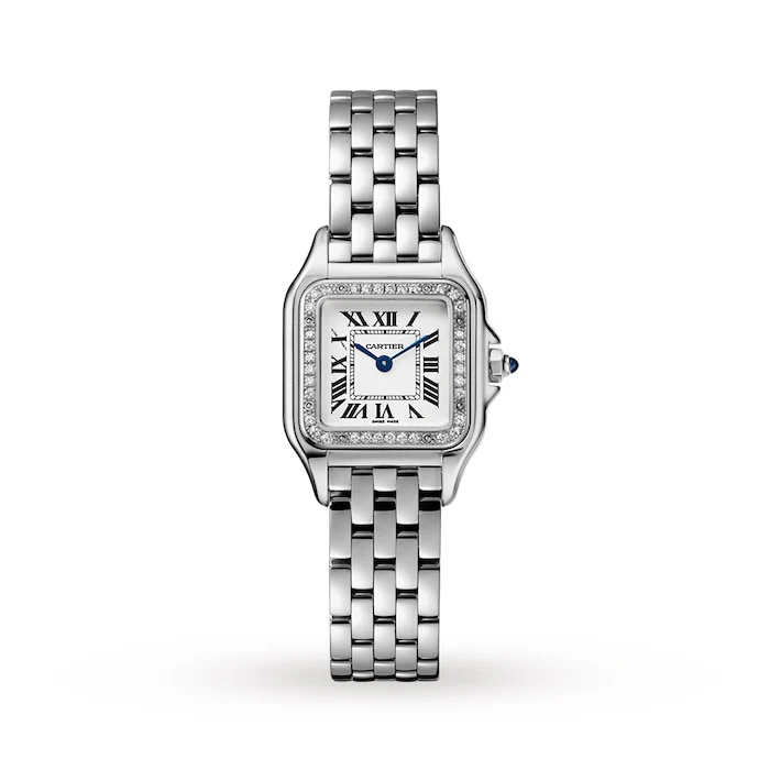Cartier Panthère De Cartier Watch Small Model, Quartz Movement, Steel, Diamonds Luxury Watch W4PN0016