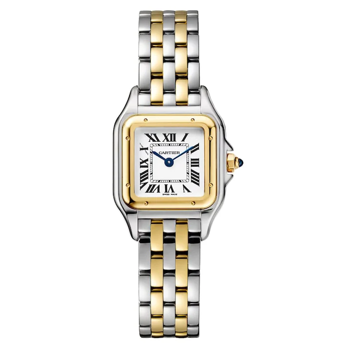 Cartier Panthere De Cartier Watch, Small Model, Quartz Movement, Yellow Gold, Steel Luxury Watch W2PN0018