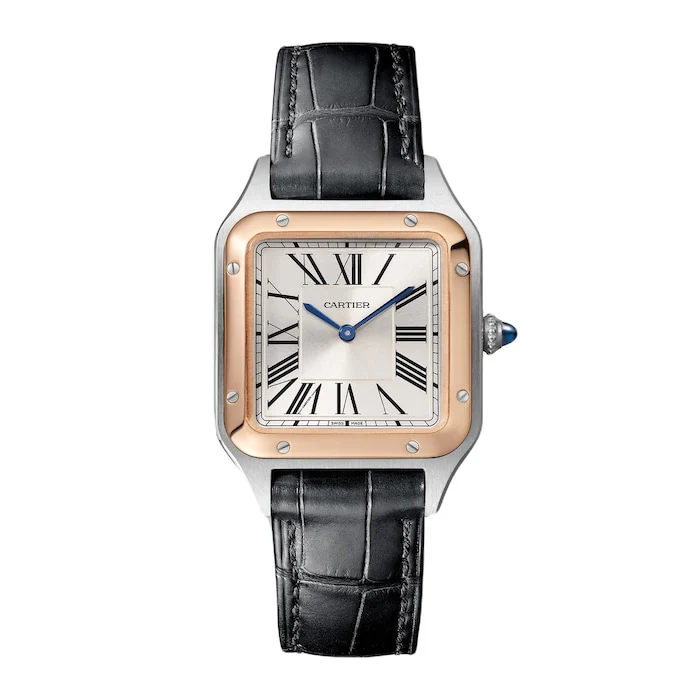Cartier Santos-Dumont Watch Small Model, Quartz Movement, Pink Gold, Steel, Leather Luxury Watch W2SA0012