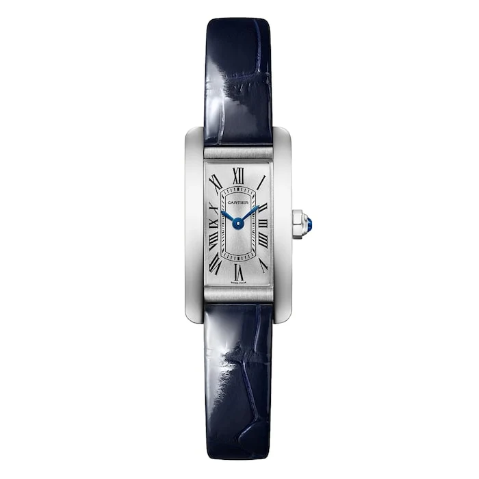 Cartier Tank Américaine Watch, Mini Model, Quartz Movement, Steel, Leather Luxury Watch Swiss Made WSTA0116