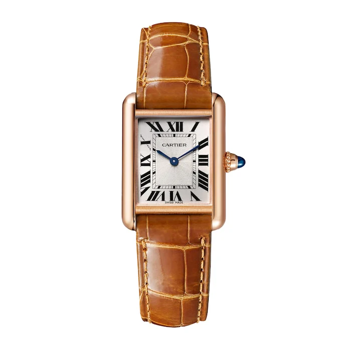 Cartier Tank Louis Cartier Watch Small Model, Hand-Wound Mechanical Movement, Rose Gold, Leather WGTA0010