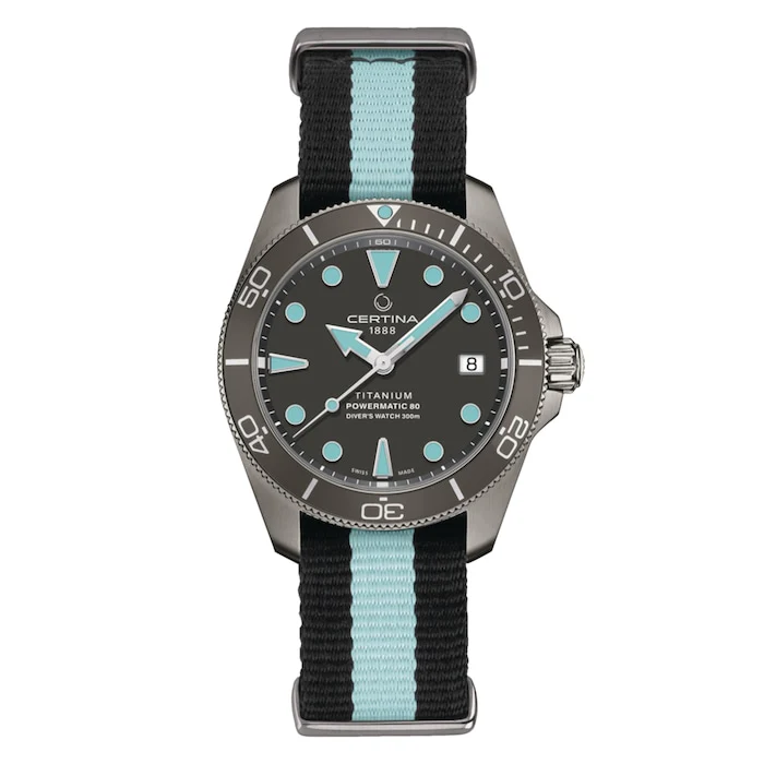 Certina Automatic 38mm Men’s Watch with Grey Material Dial, Titanium Case, 300m Water Resistant / C0328074808100