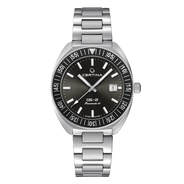 Certina Automatic 41mm Men’s Watch with Black Material Dial, Stainless Steel Case & Bracelet, 200m Water Resistant / C0246071108102
