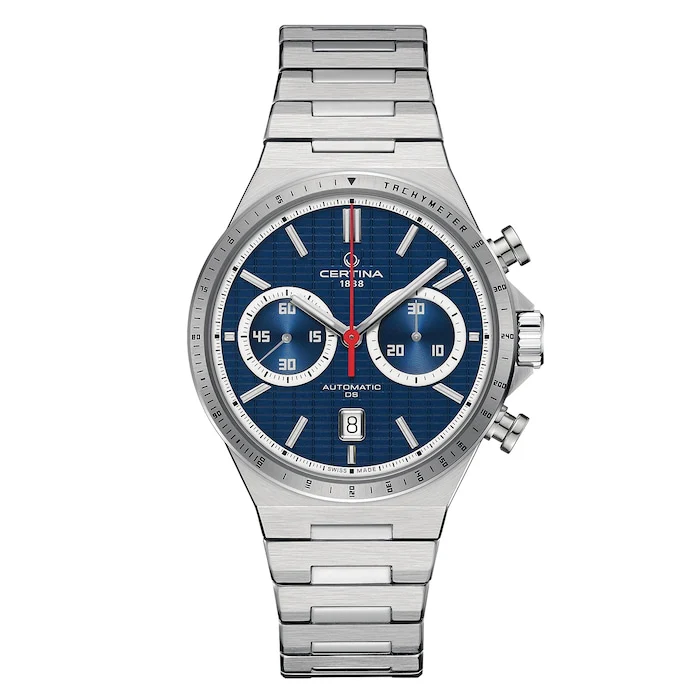 Certina Automatic 42mm Men’s Watch with Blue Material Dial, Stainless Steel Case & Bracelet, 100m Water Resistant / C0434271104100