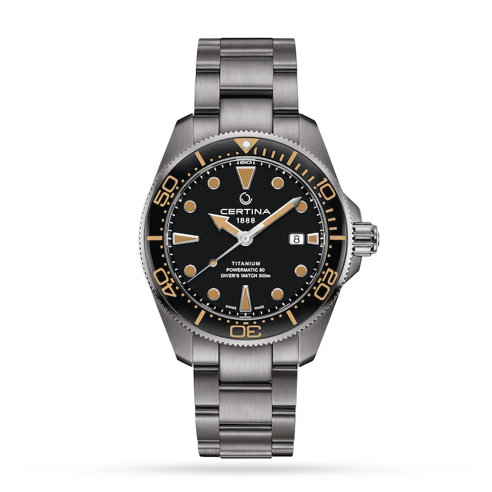 Certina Automatic 43mm Men’s Watch with Black Material Dial, Titanium Case, 300m Water Resistant / C0326074405100