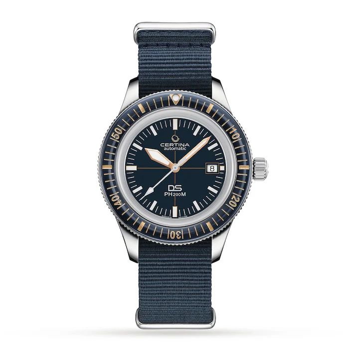 Certina Automatic 43mm Men’s Watch with Blue Material Dial, Stainless Steel Case, 200m Water Resistant / C0364071804000