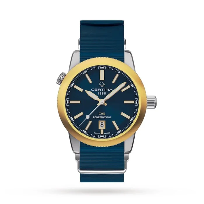 Certina Automatic Men’s Watch with Blue Material Dial, Stainless Steel Case, 200m Water Resistant / C0414071904101