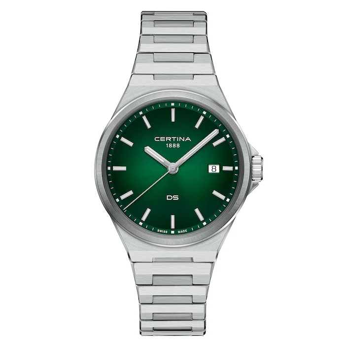 Certina DS-7 Quartz 39mm Unisex Watch Green Luxury Watch Swiss Made High Precision Movement C0434101109100