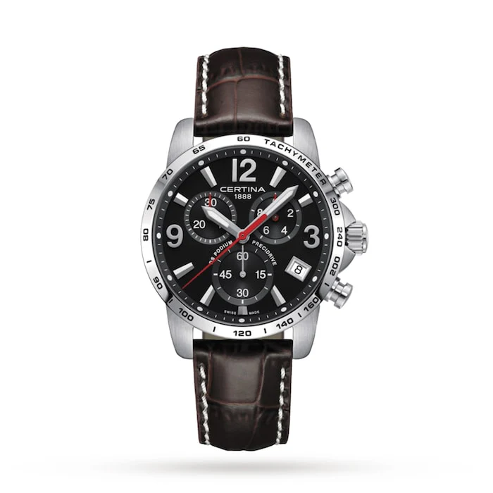 Certina Elegance Quartz 41mm Men’s Watch with Black Material Dial, Stainless Steel Case, 100m Water Resistant / C0344171605700