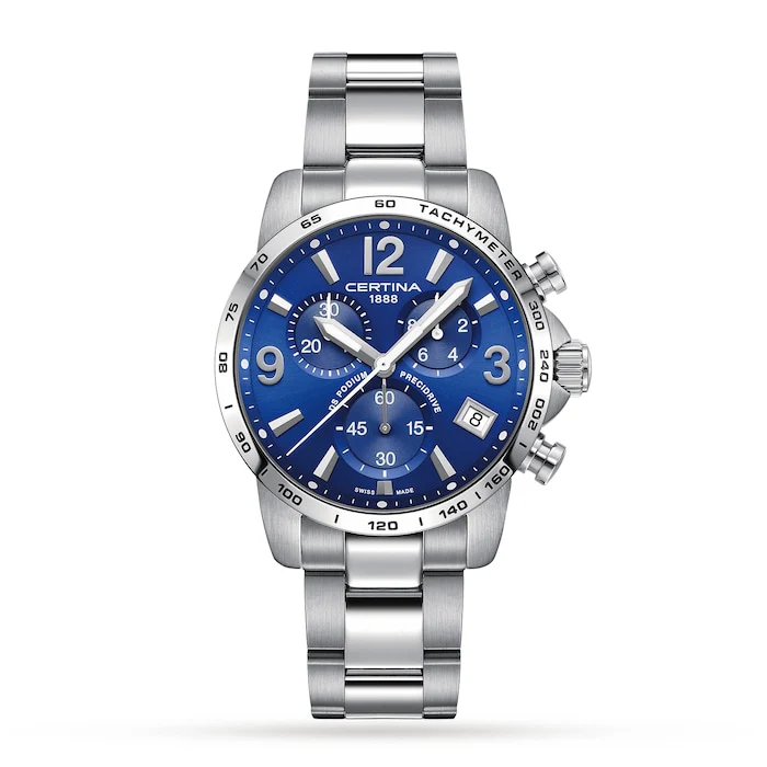 Certina Elegance Quartz 41mm Men’s Watch with Blue Material Dial, Stainless Steel Case & Bracelet, 100m Water Resistant / C0344171104700