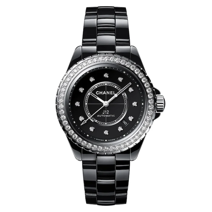 CHANEL J12 DIAMOND BEZEL WATCH CALIBRE 12.1, 38 MM Luxury Watch Swiss Made High Precision Movement  H6526