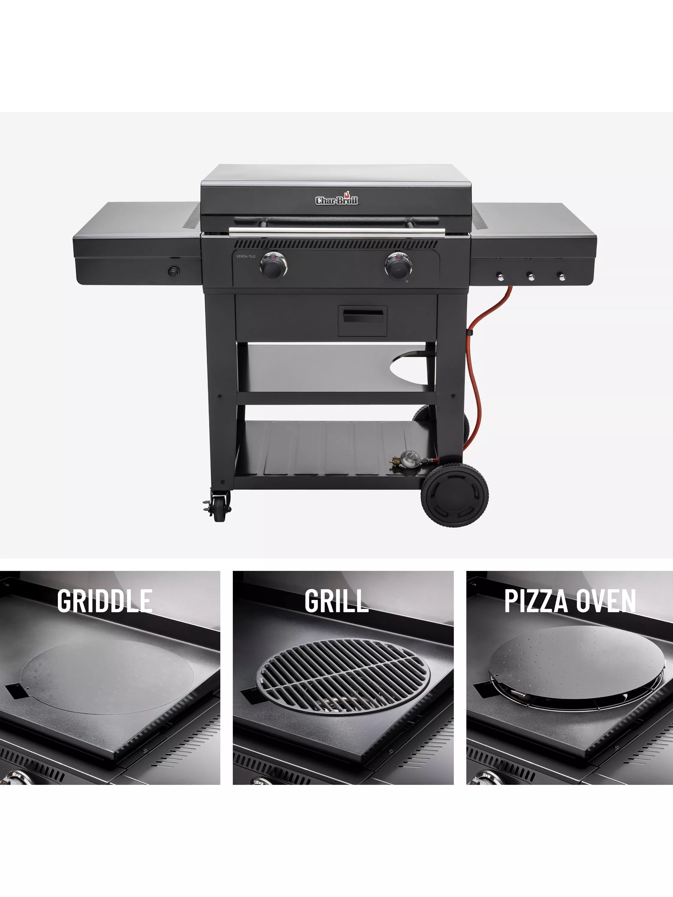 Char-Broil Versa-Tile 2-Burner Gas BBQ with Griddle & Pizza Oven - Image 2