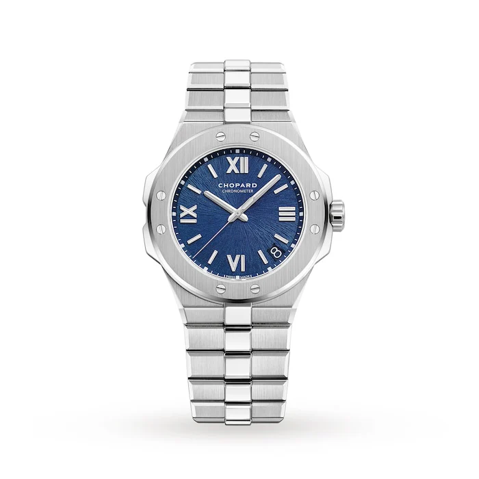 Chopard Manual Wind 41mm Men’s Watch with Blue Material Dial, Stainless Steel Case & Bracelet, 100m Water Resistant / 298600-3001