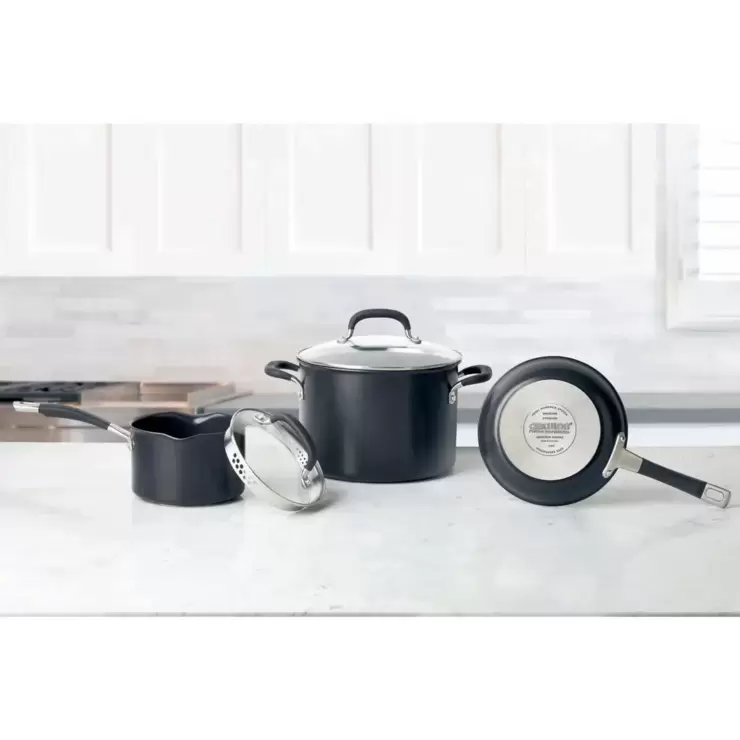 Circulon Premier Hard Anodised Induction 13 Piece Cookware Set in Black - Image 3