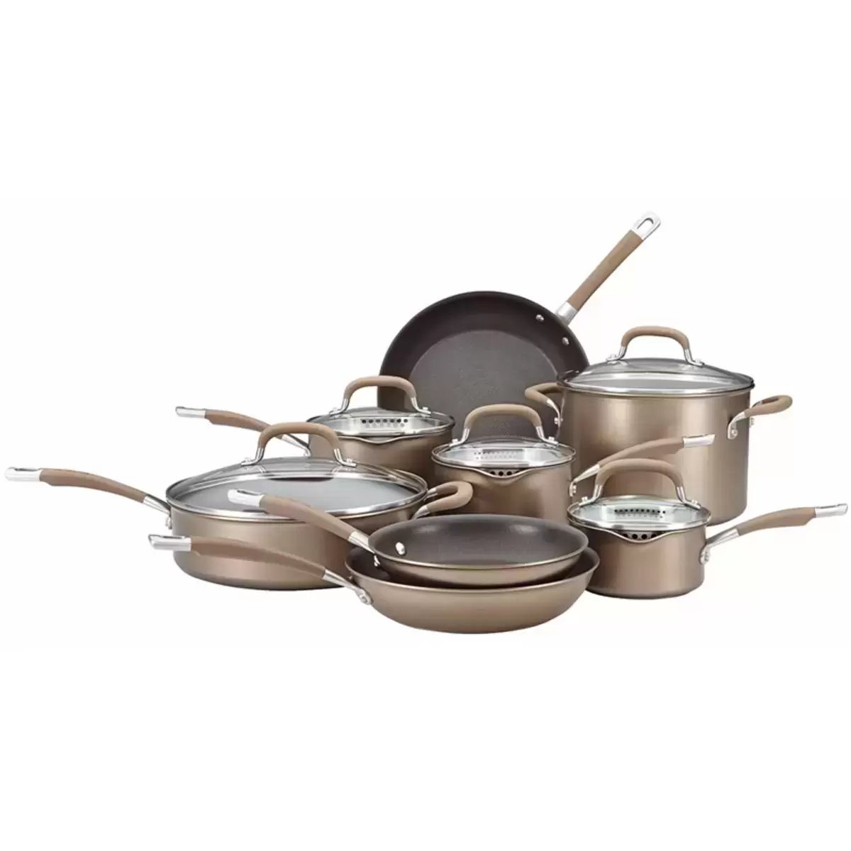 Circulon Premier Hard Anodised Induction 13 Piece Cookware Set in Bronze - Image 3
