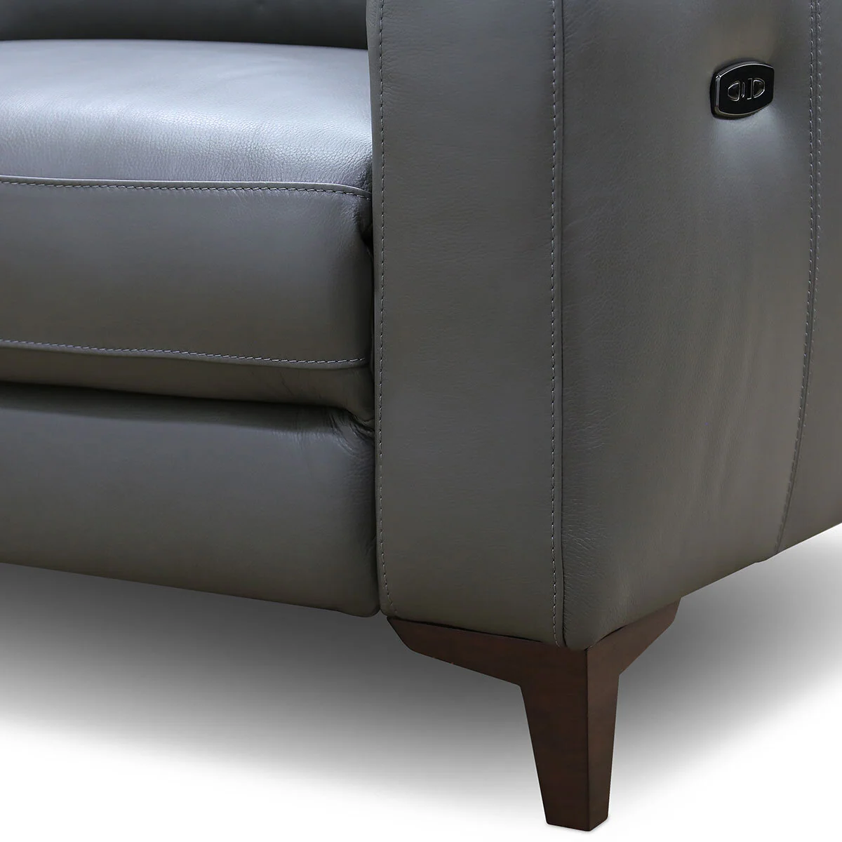 Colby Dark Grey Leather Armchair with Power Footrest - Image 3