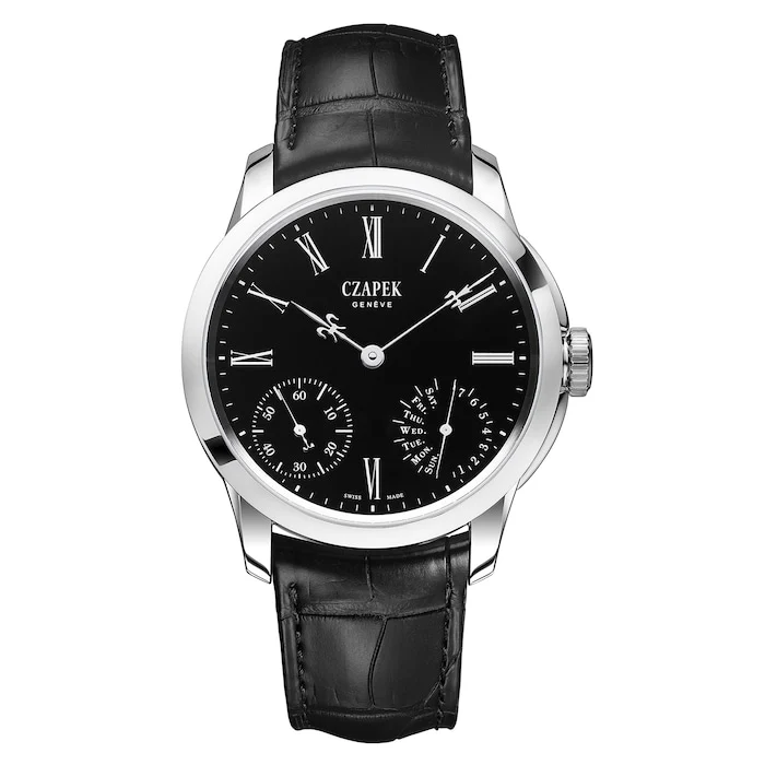 Czapek Automatic 32mm Men’s Watch with Black Material Dial, Stainless Steel Case, 50m Water Resistant / QdB s Black Enamel