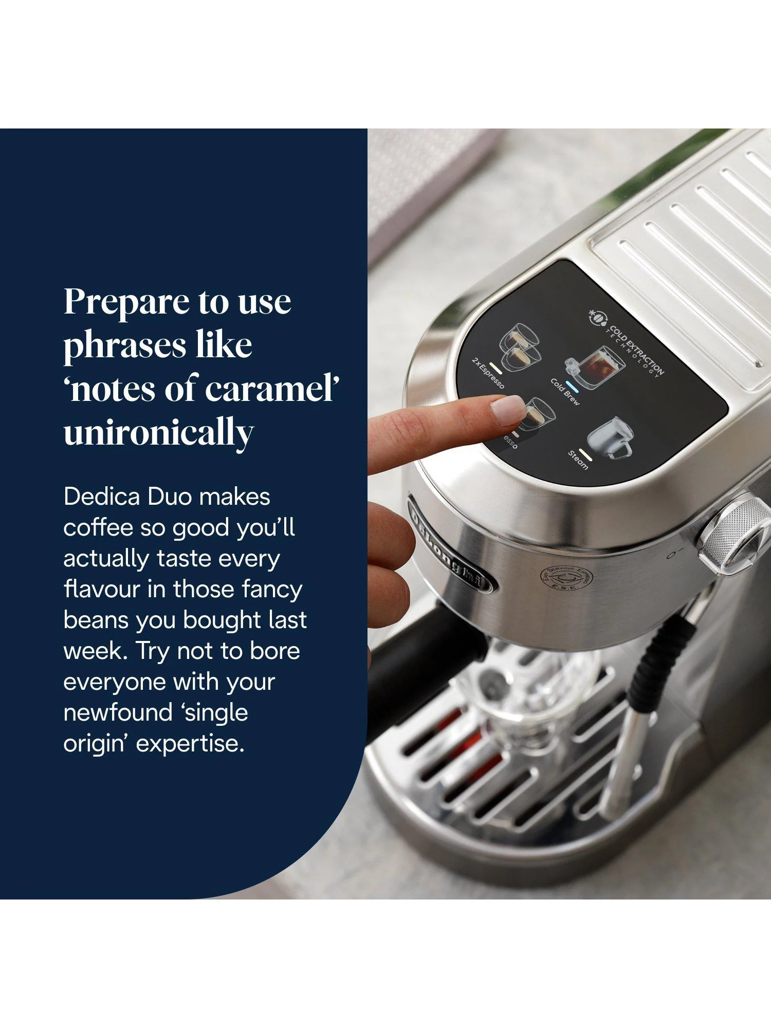 De'Longhi Dedica Duo EC890 Espresso Coffee Machine, Metal - Image 2