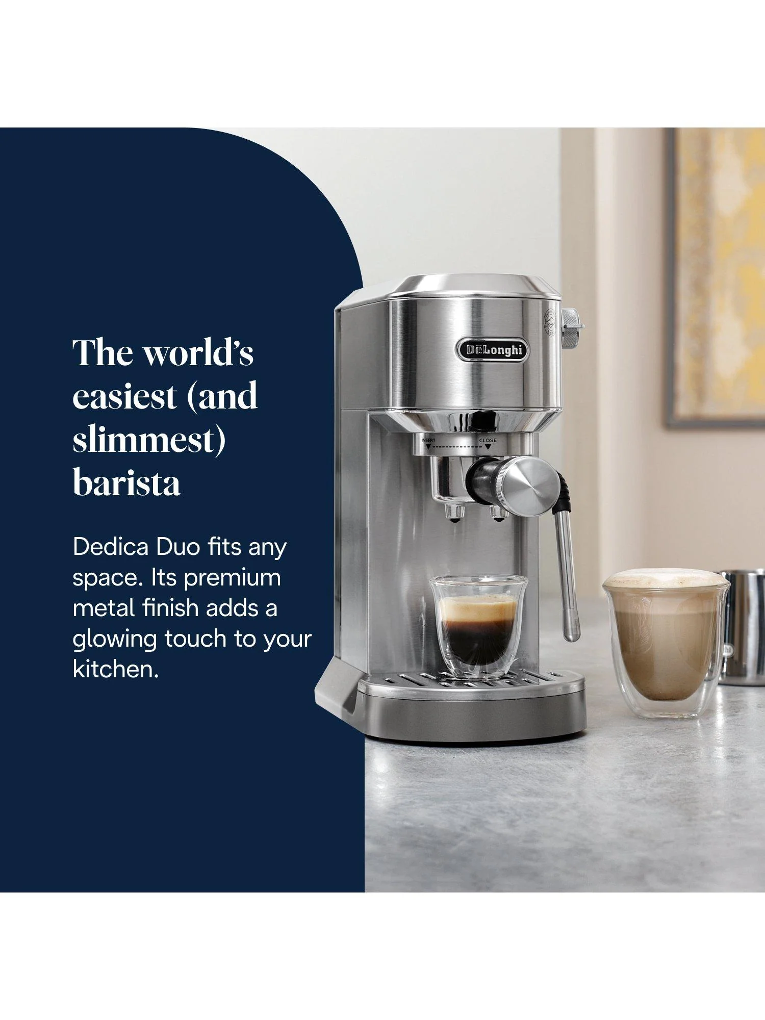 De'Longhi Dedica Duo EC890 Espresso Coffee Machine, Metal - Image 3