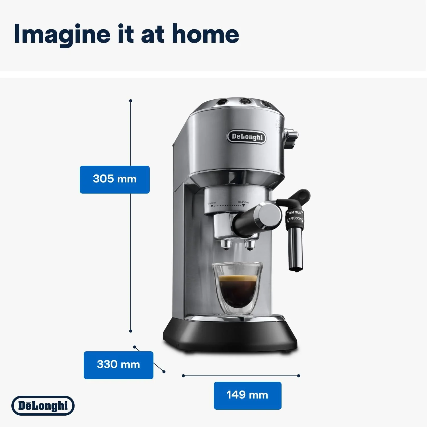 De'Longhi Dedica Style, Traditional Pump Espresso Machine, Coffee and Cappuccino Maker, EC685M, Silver - Image 7