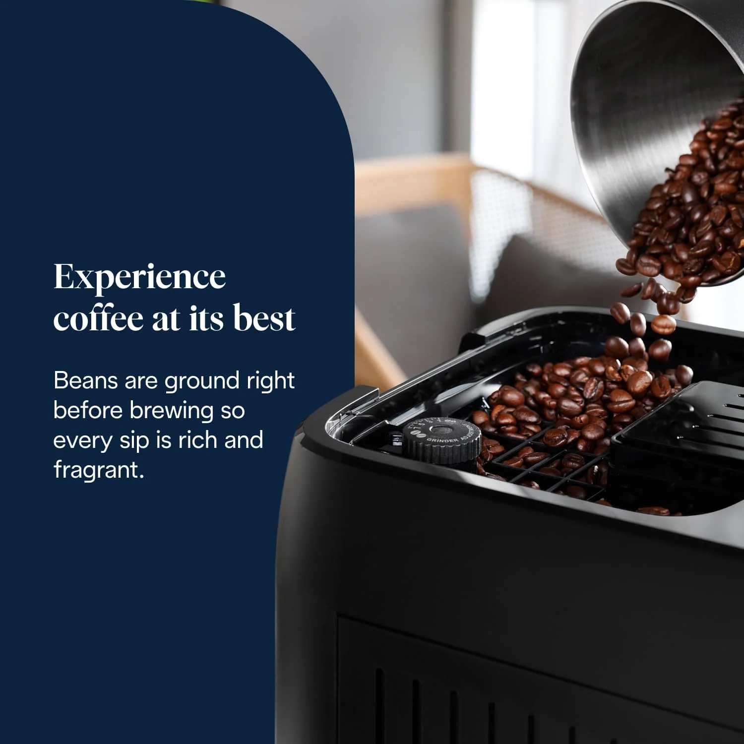 De'Longhi ECAM322.70.SB Magnifica Plus Automatic Coffee Machine with LatteCrema Hot, Bean to Cup Espresso Machine with 18 One-Touch Recipes, Full-Touch Control Panel, 1450W, Silver/Black - Image 3