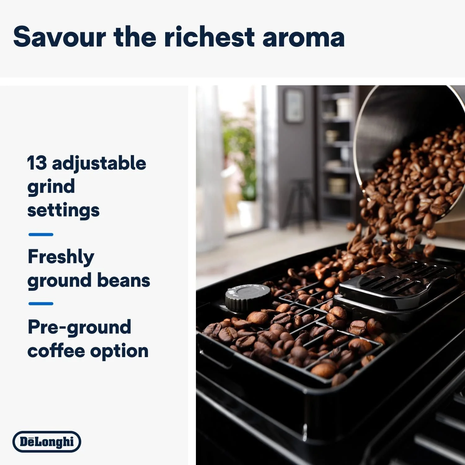 De'Longhi Magnifica ECAM222.20.B, Automatic Coffee Machine with Milk Nozzle, Bean to Cup Espresso Machine with 4 One-Touch Recipes, Soft-Touch Control Panel, 1450W, Black - Image 3