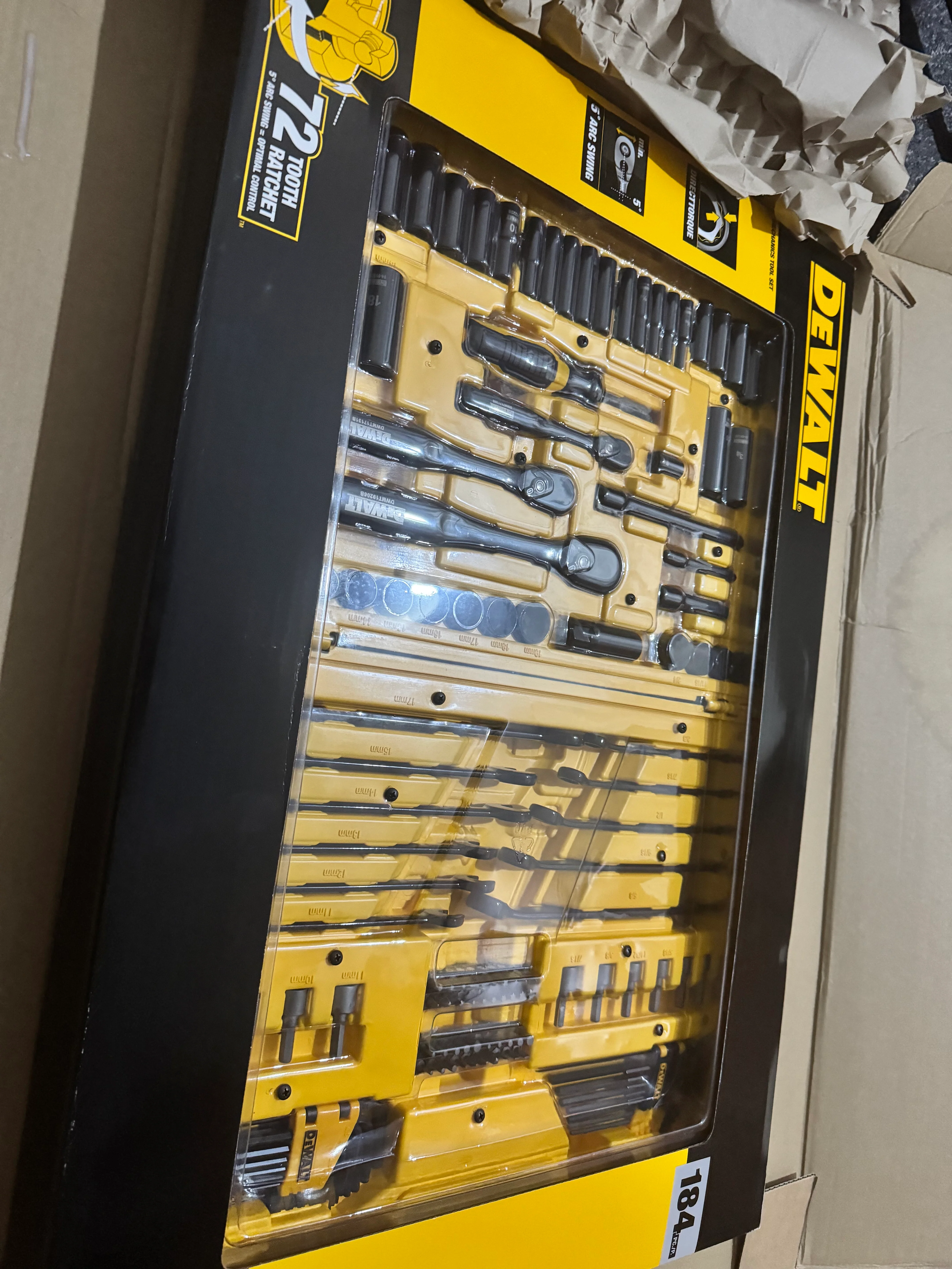 DEWALT 184 kit Piece Mechanics Tool Kit Spanner Socket Ratchet Set - Image 4