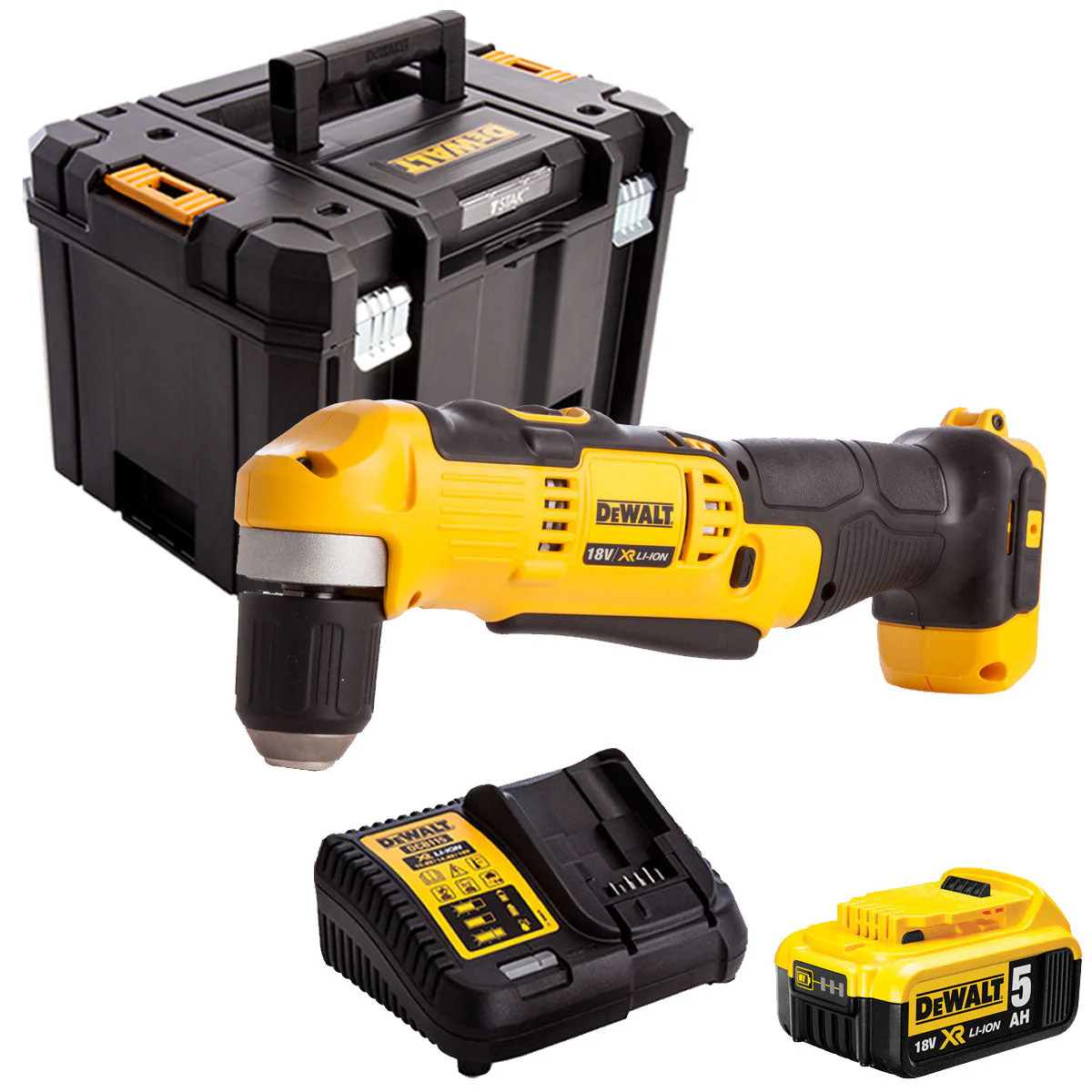 Dewalt DCD740N 18V Right Angle Drill with 1 x 5.0Ah Battery & Charger in Case