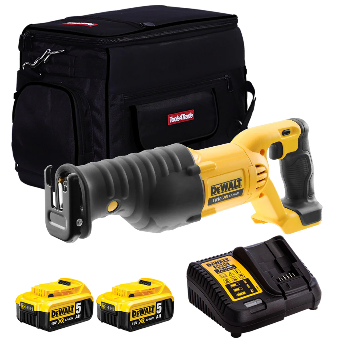 DeWalt DCS380N 18V Reciprocating Saw with 2 x 5.0Ah Battery & Charger in Bag