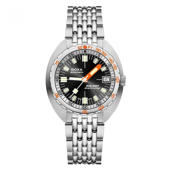 DOXA Automatic 39mm Men’s Watch with Black Material Dial, Stainless Steel Case & Bracelet, 200m Water Resistant / 804.10.101S.10