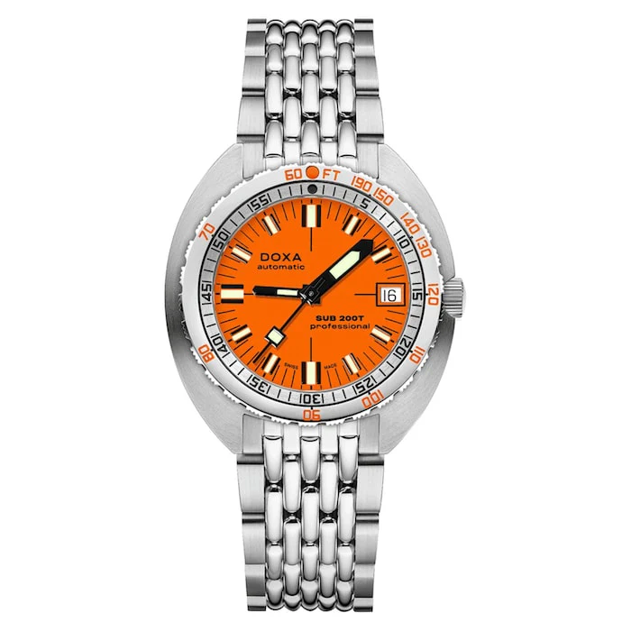 DOXA Automatic 39mm Men’s Watch with Orange Material Dial, Stainless Steel Case & Bracelet, 200m Water Resistant / 804.10.351.10