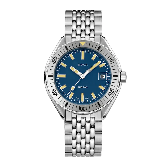 DOXA Automatic 42mm Men’s Watch with Blue Material Dial, Stainless Steel Case & Bracelet, 200m Water Resistant / 796.10.201.10