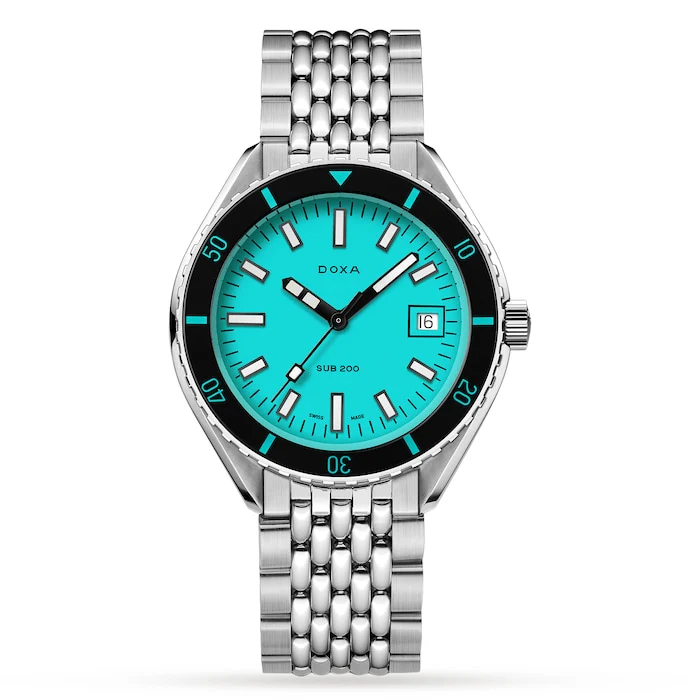 DOXA Automatic 42mm Men’s Watch with Blue Material Dial, Stainless Steel Case & Bracelet, 200m Water Resistant / 799.10.241.10