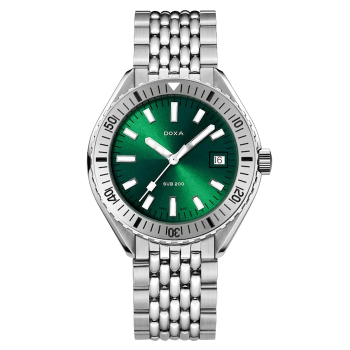 DOXA Automatic 42mm Men’s Watch with Green Material Dial, Stainless Steel Case & Bracelet, 200m Water Resistant / 796.10.131.10