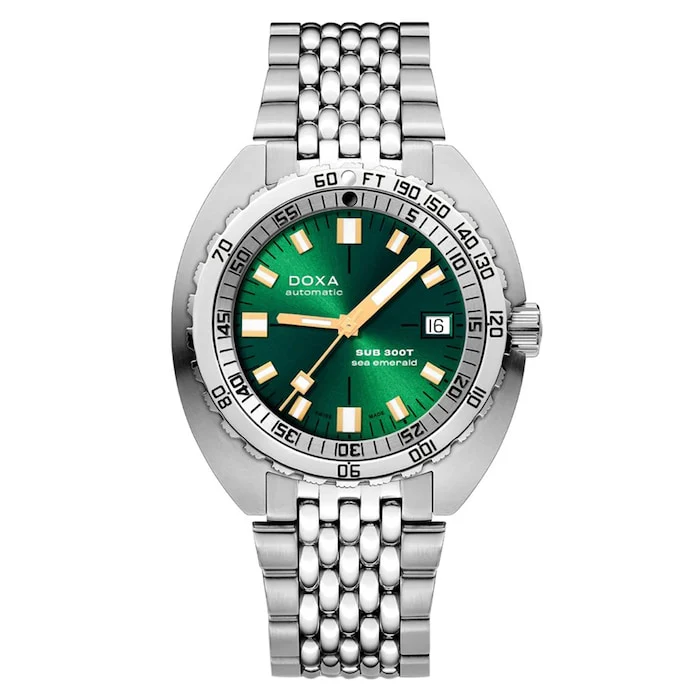 DOXA Automatic 50mm Men’s Watch with Green Material Dial, Stainless Steel Case & Bracelet, 200m Water Resistant / 840.10.131.10