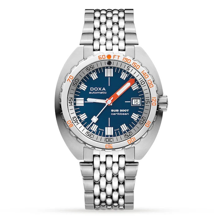 DOXA Automatic Men’s Watch with Blue Material Dial, Stainless Steel Case & Bracelet, 200m Water Resistant / 840.10.201.10