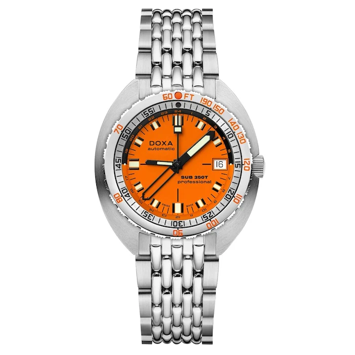 DOXA Heritage Automatic 40mm Men’s Watch with Orange Material Dial, Stainless Steel Case & Bracelet, 250m Water Resistant / 855.10.351.10