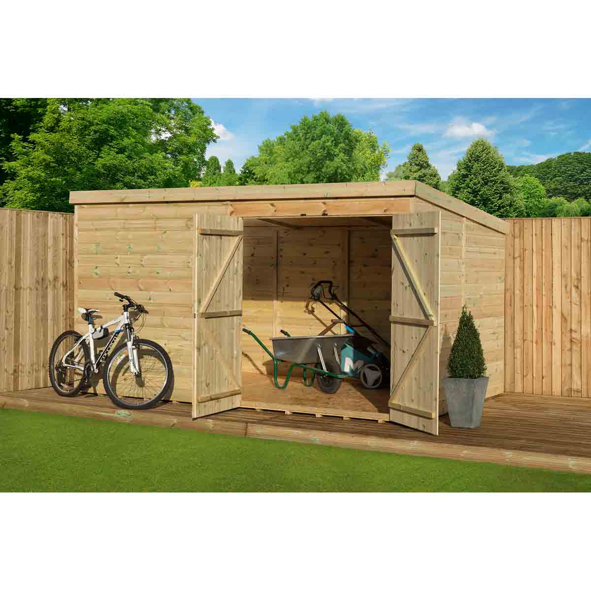 Empire 4000 Pent 14x8ft Wooden Garden Shed Double Door Right - Image 2