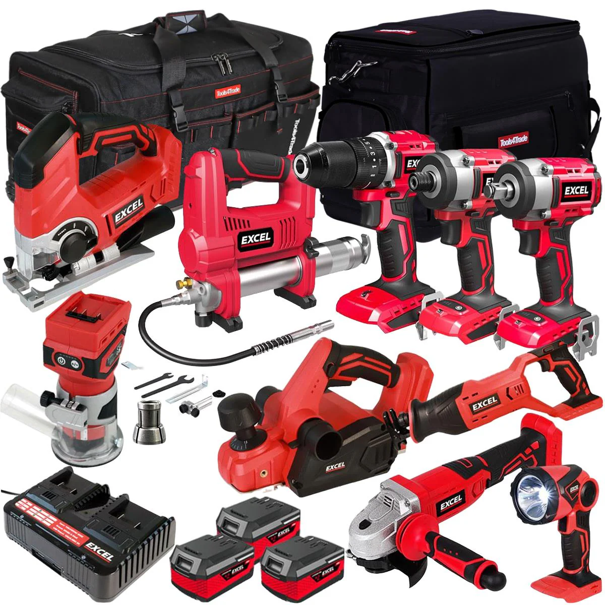 Excel 18V 10 Piece Combo Kit with 3 x 4.0Ah Batteries & Charger EXLKIT-16296