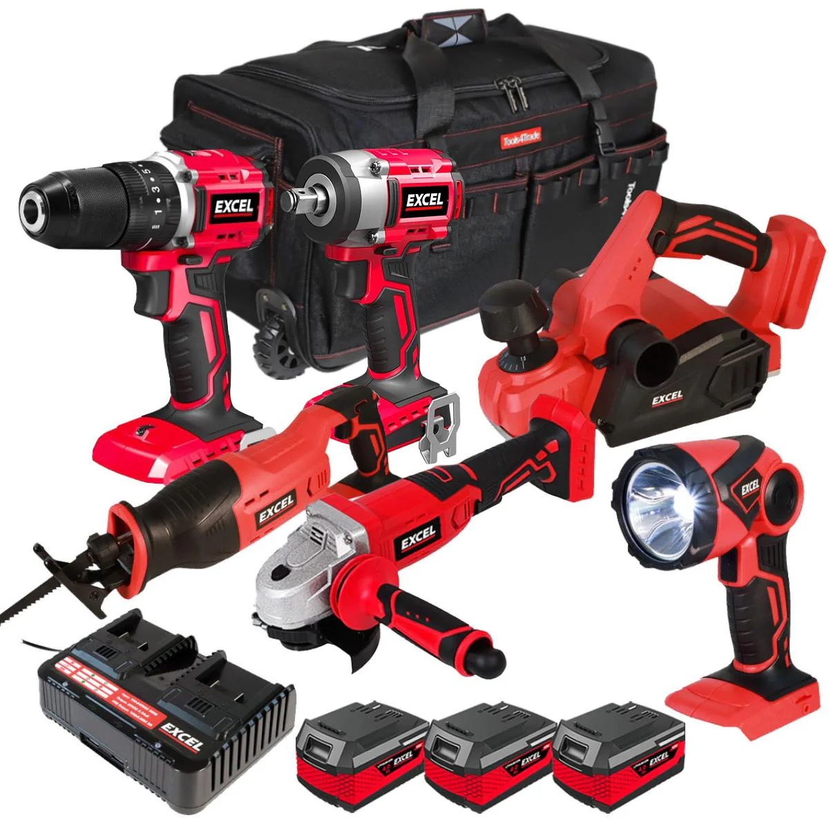 Excel 18V 6 Piece Combo Kit with 3 x 4.0Ah Batteries EXL10176