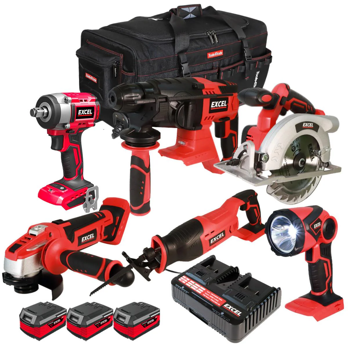 Excel 18V 6 Piece Combo Kit with 3 x 4.0Ah Battery & Charger EXL10189
