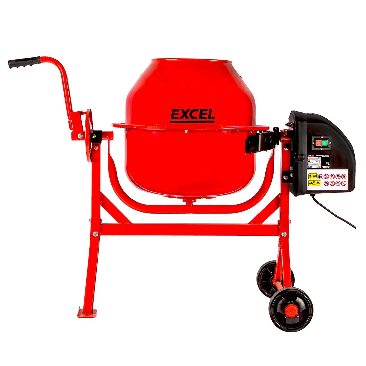 Excel 70L Portable Cement Concrete Mixer 240V/220W with Wheels Item Condition Box Opened Never Used - Collection Only
