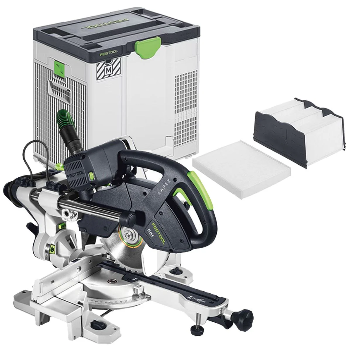 Festool KS 60 E 110V GB 216mm Sliding Compound Mitre Saw - 561685 With SYS-AIR M Air purifier 577786