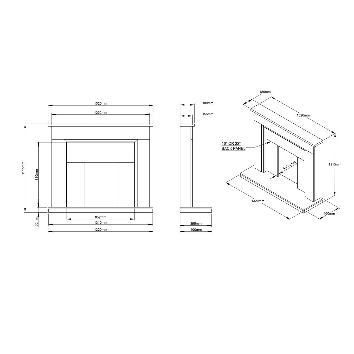 Flare Madalyn Electric Marble Fireplace Suite in White, 2kW - Image 2