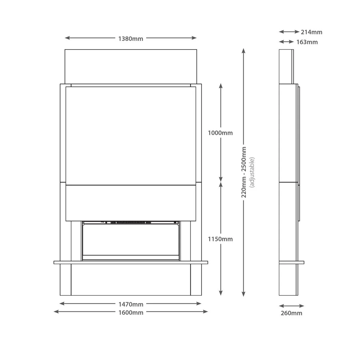 Flare Oxton Wall Mounted Chimney Breast Fireplace Suite in White, 2kW - Image 2