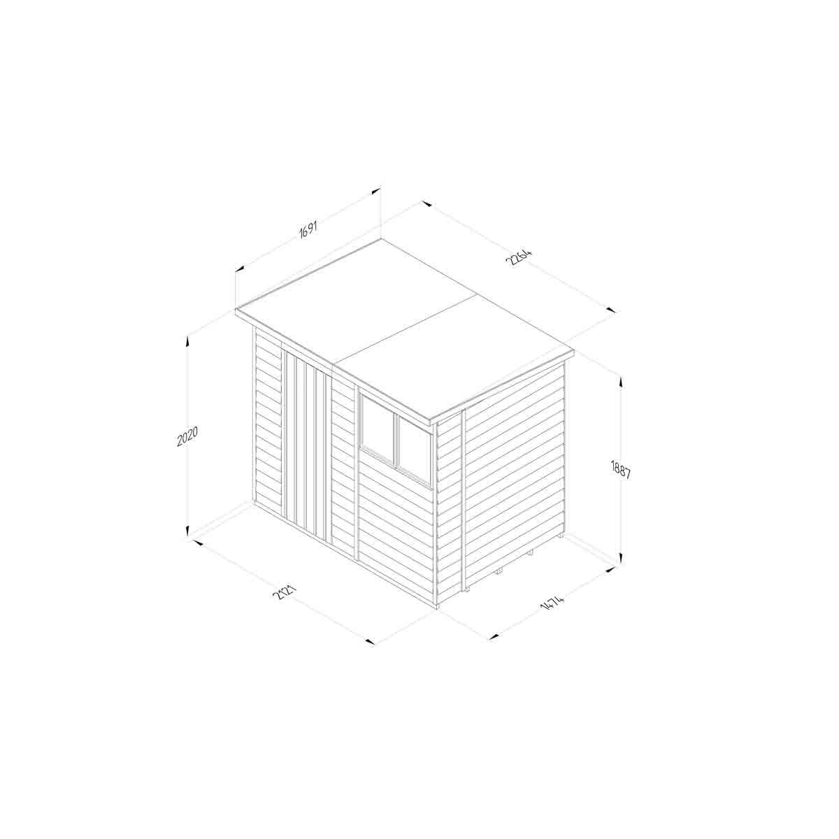 Forest Garden 4LIFE Pent Shed 7x5 - Single Door - 2 Windows - Image 4