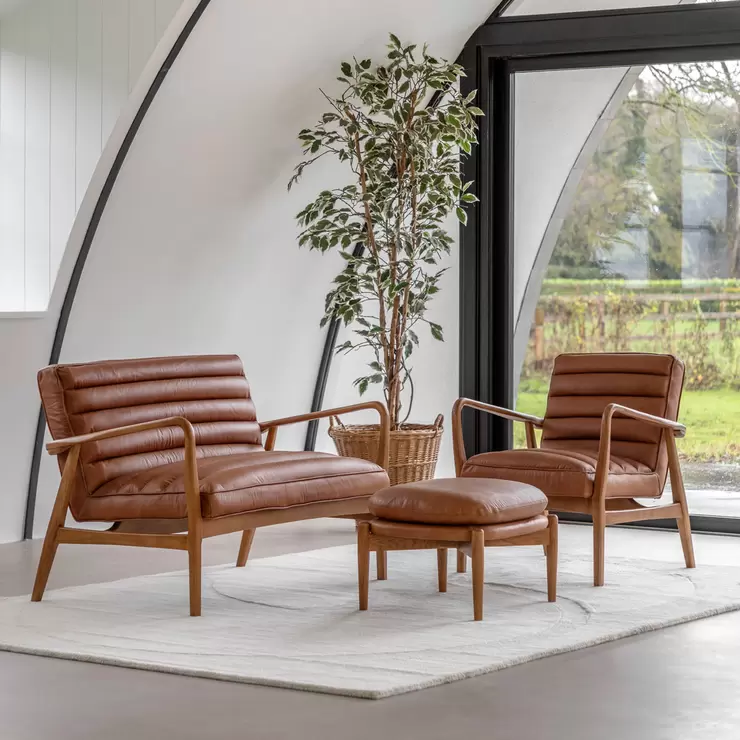 Gallery Datsun Brown Leather Armchair - Image 8