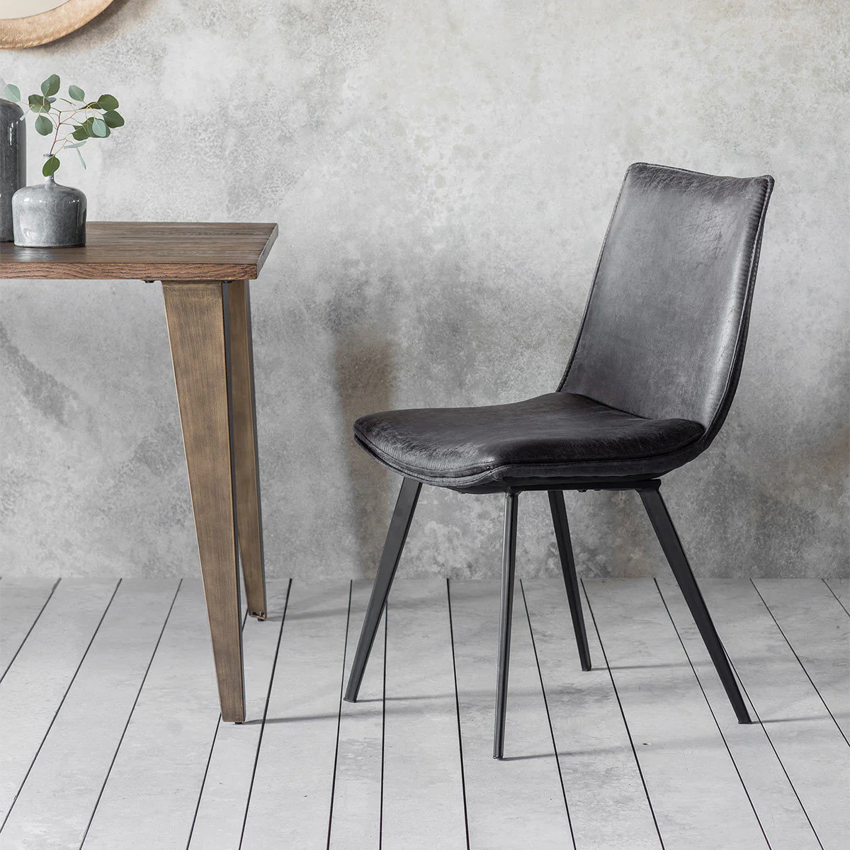 Gallery Hinks Grey Faux Leather Dining Chair, 2 Pack - Image 3