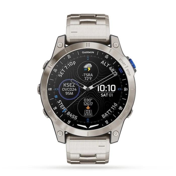 Garmin 33mm Men’s Watch with Digital Screen Material Dial, Titanium Case, 100m Water Resistant / 010-02582-51